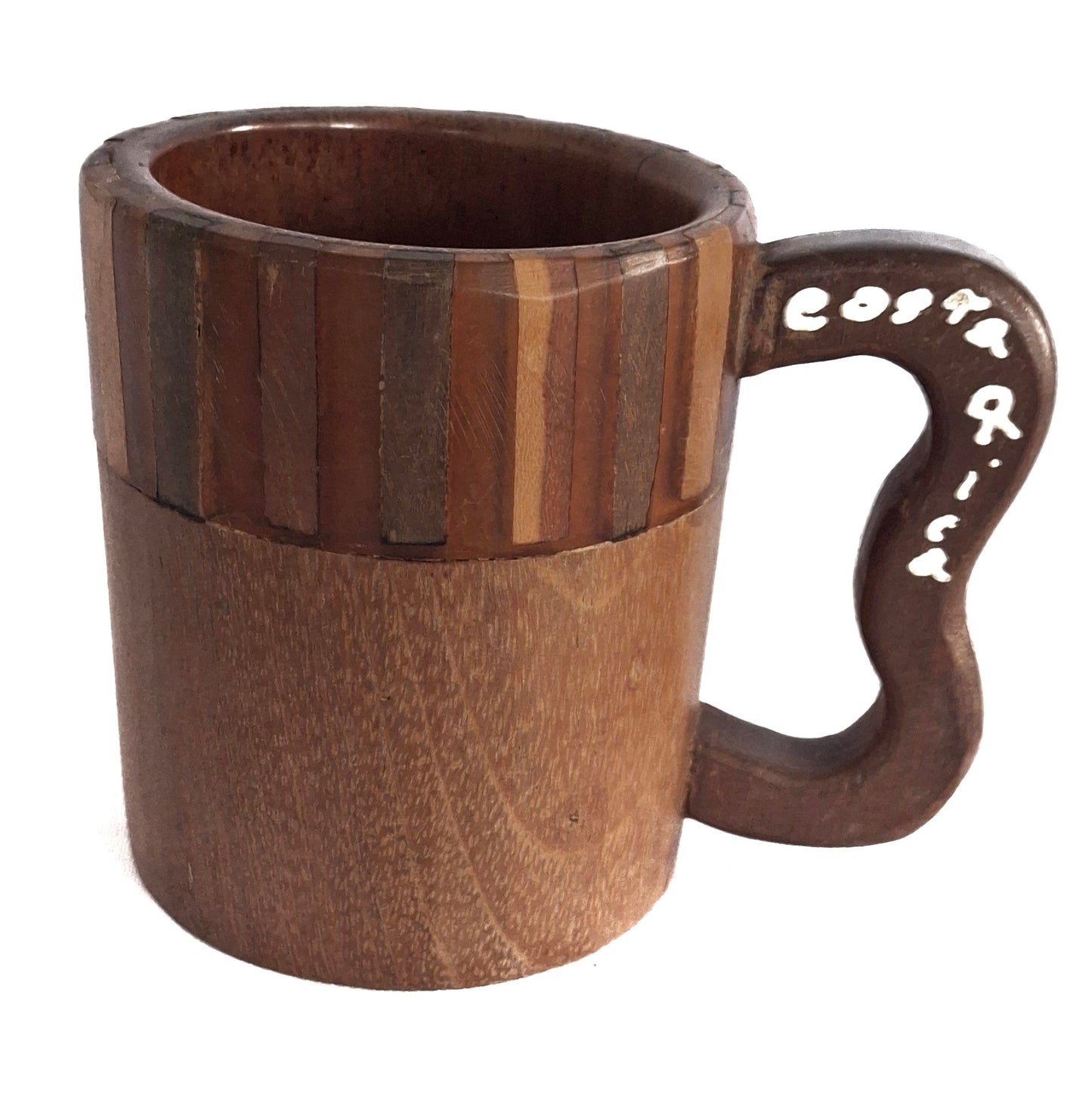 Jarra de madera con borde calado