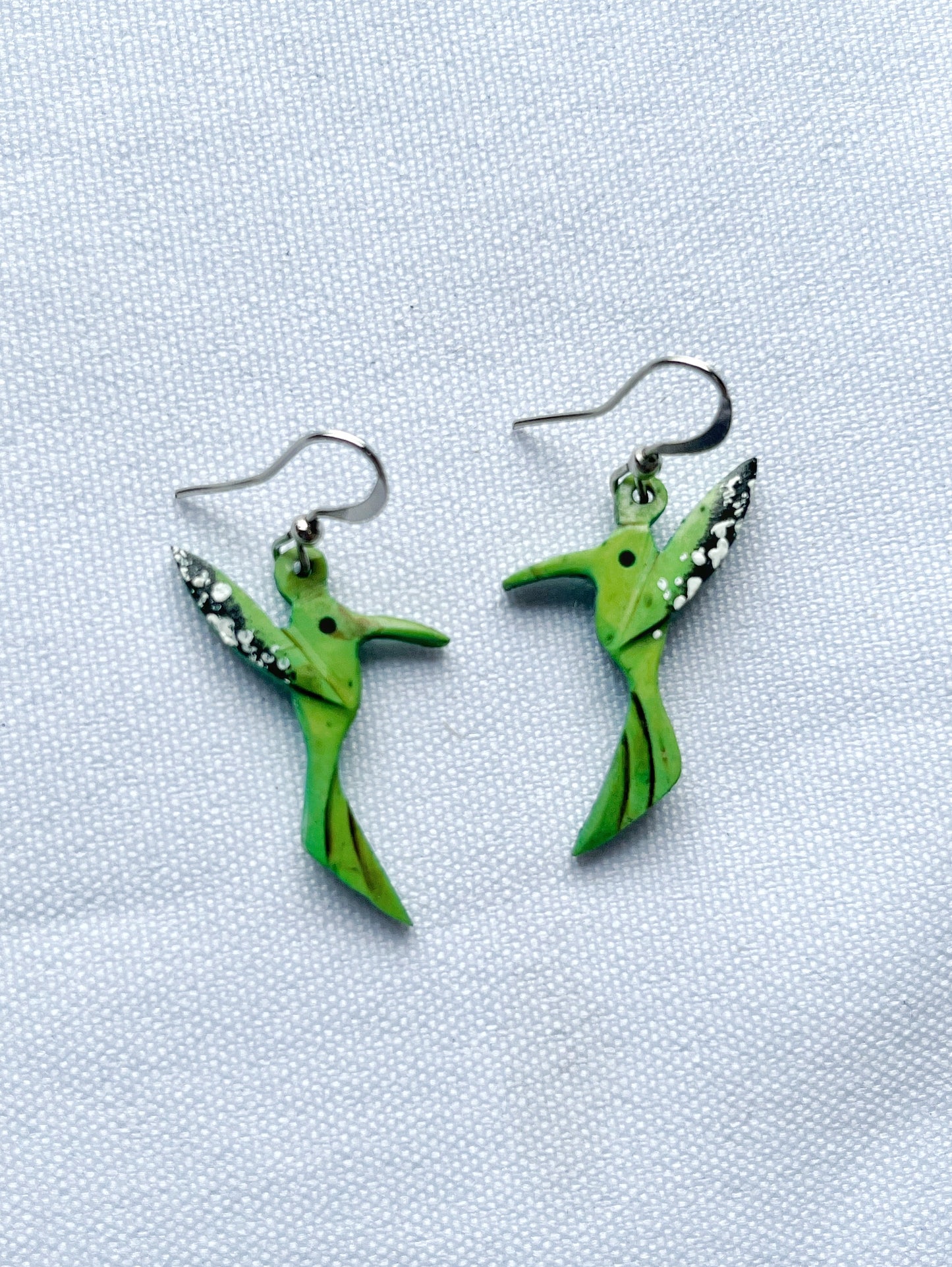 Aretes de coco colibrí