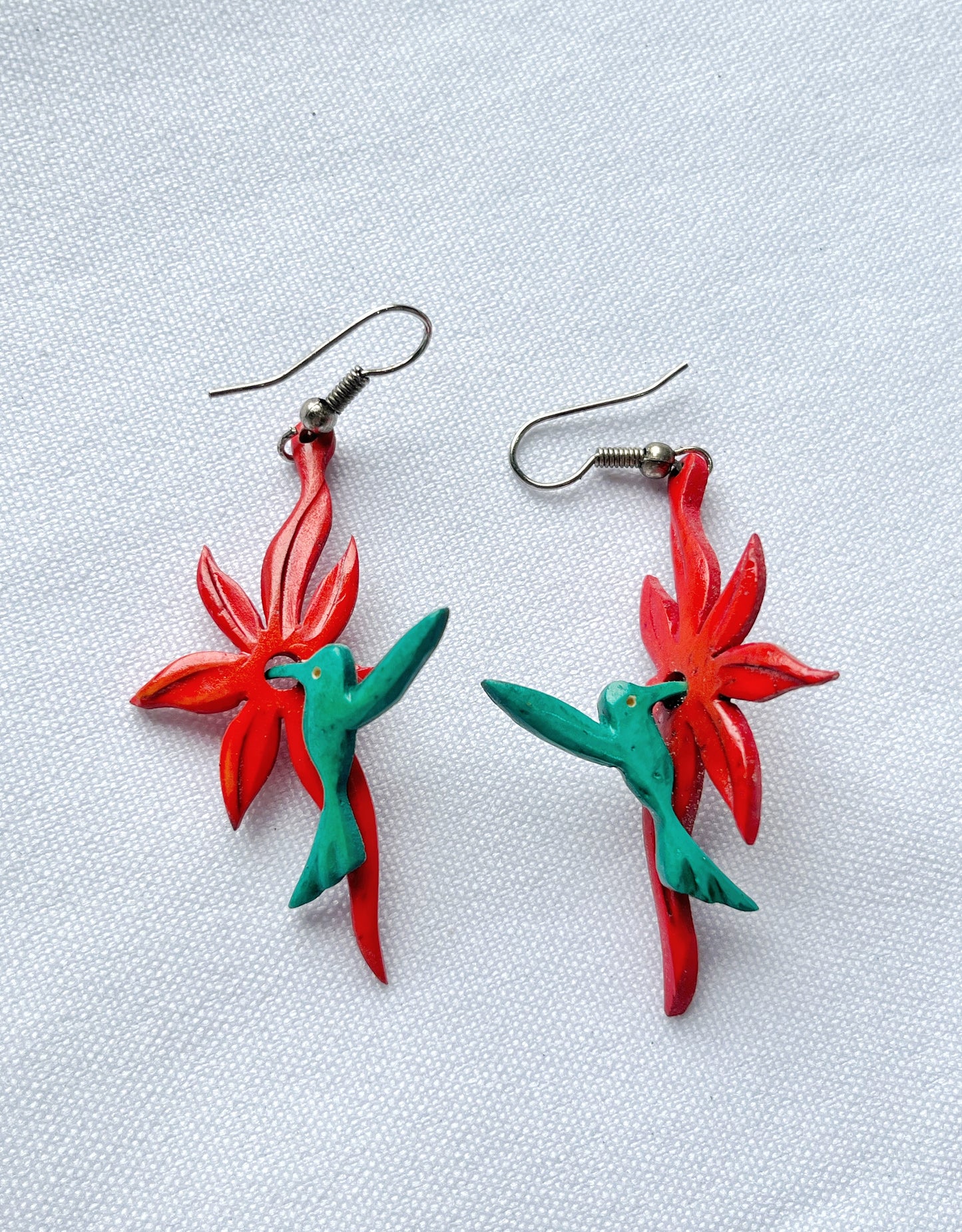Aretes de coco colibrí