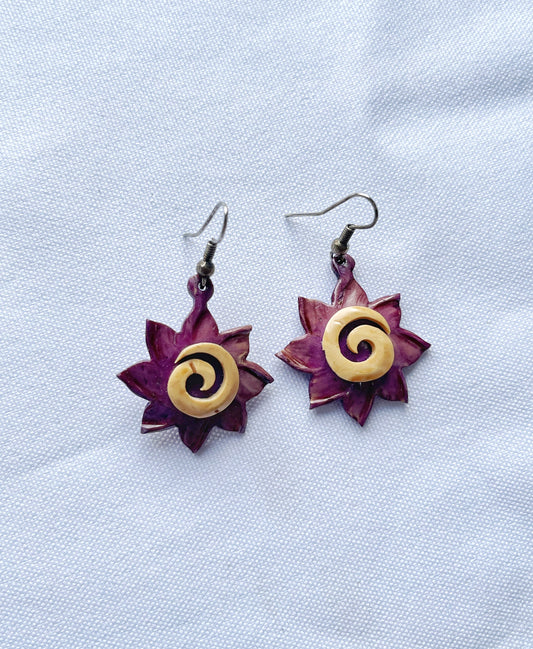 Aretes de coco flor