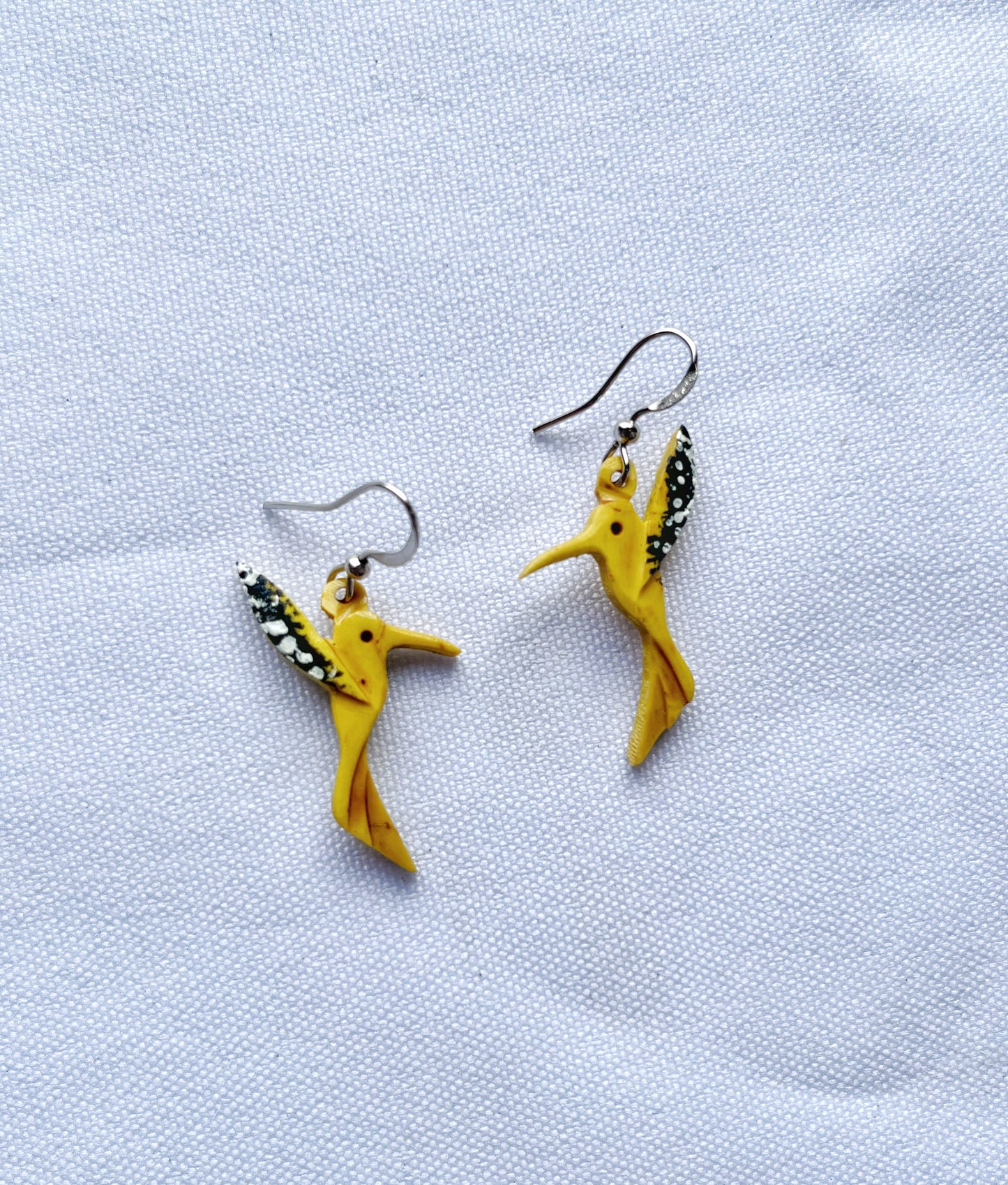 Aretes de coco colibrí