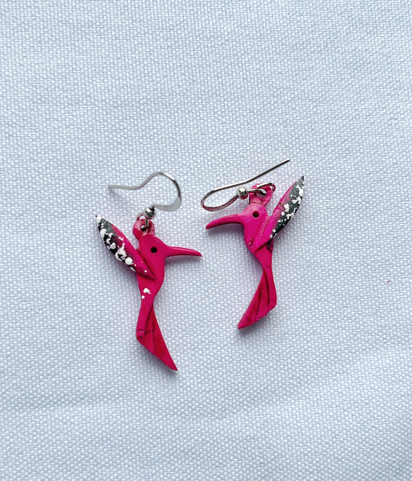 Aretes de coco colibrí