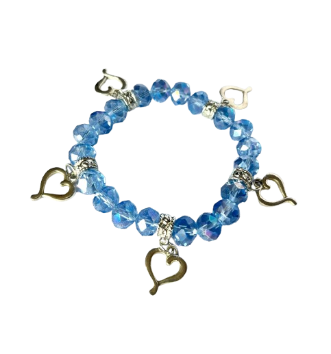 Pulsera celeste corazones