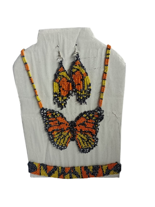 Set  de collar, aretes y pulsera mariposa