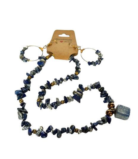 Set de collar y aretes piedras naturales