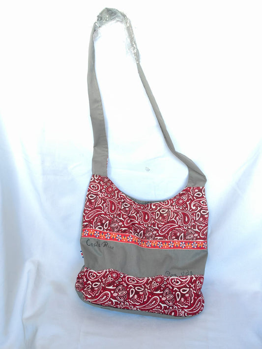 Bolso Típico Gris con Franja Roja