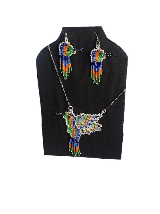 Set de collar y arete colibrí